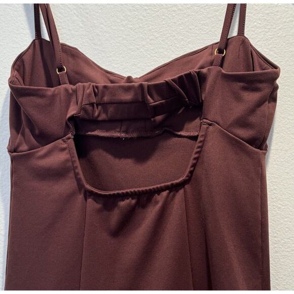 Free People Size Medium Probably Should BodyCon Brown Mini Dress Sexy Festival - Picture 4 of 6